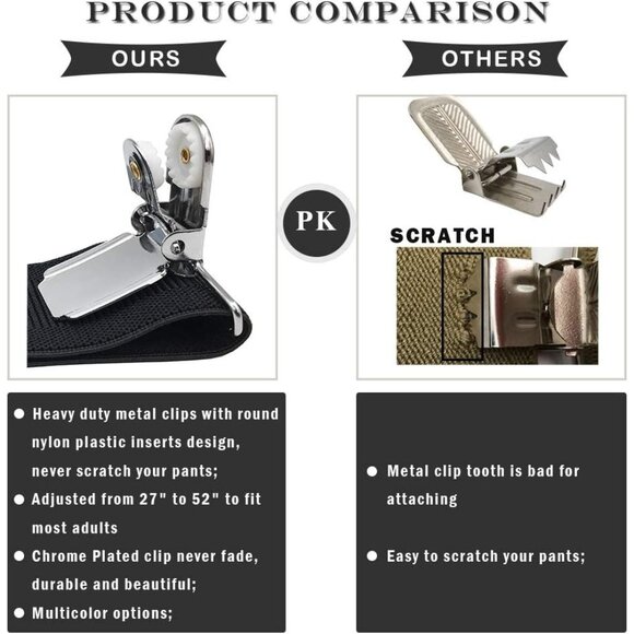 Mens Heavy Duty Adjustable Elastic X Back Suspenders with Strong Clips Big Tall - Picture 3 of 7